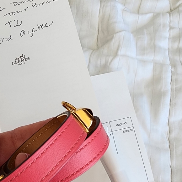 Hermès Rivale Double Tour Bracelet Swift Rose Azalee T2 - Picture 7 of 15